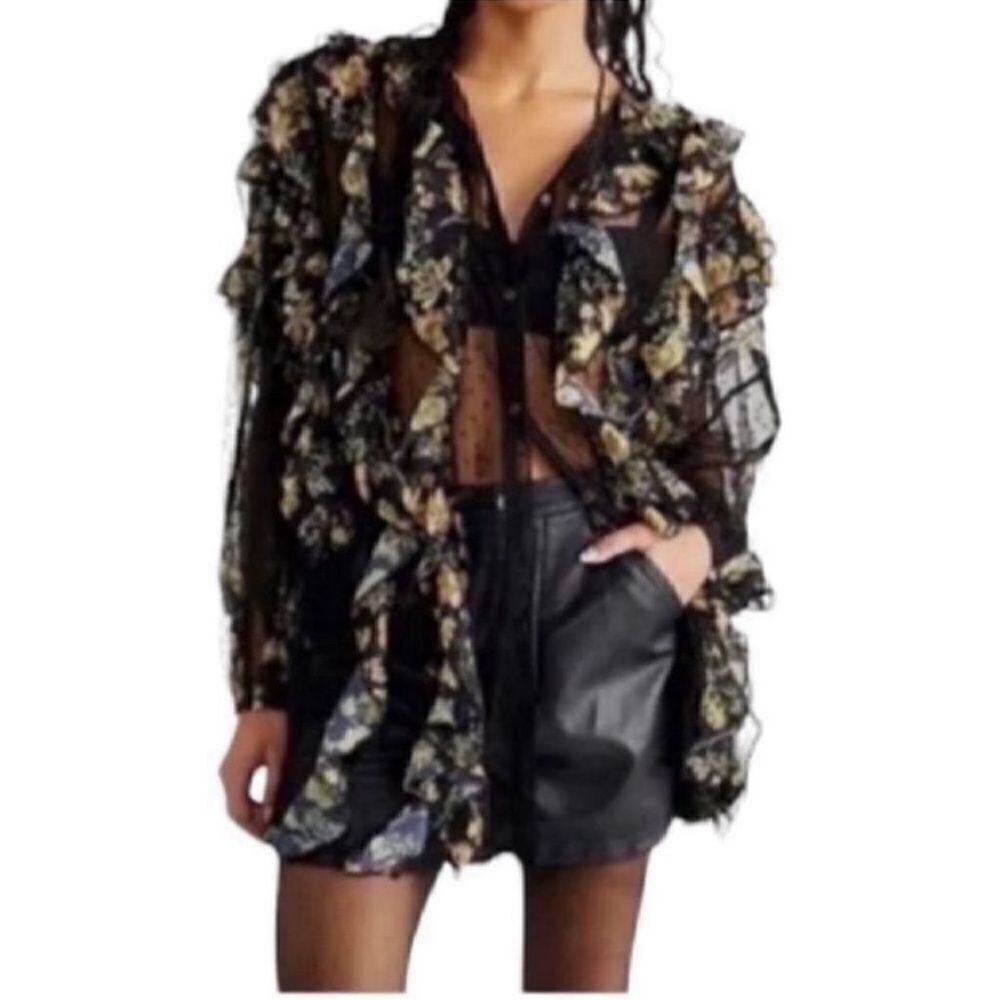 Free People Oversized Ruffle Floral Print Tunic
Top (Size Small)
